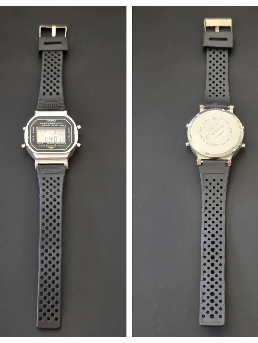 Vintage Casio G-Shock 200m 240 DW-5200 Digital Chrono Alarm 38mm Watch Works